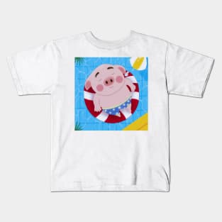 Piggy's Poolside Adventure: Fun in the Sun! Kids T-Shirt